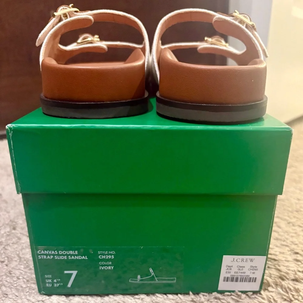 J. Crew Canvas Double Strap Slide Sandals - Picture 2 of 2